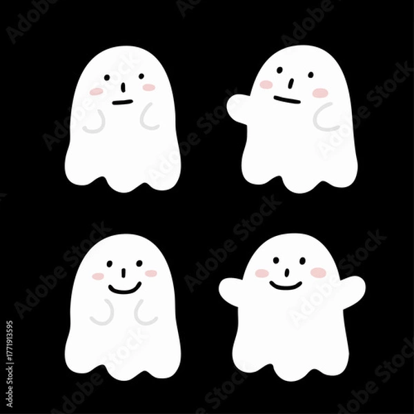 Fototapeta Cute Halloween Ghost Character Set