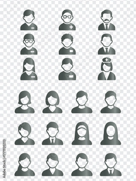 Fototapeta Flat design user profile avatars and business people icons set.