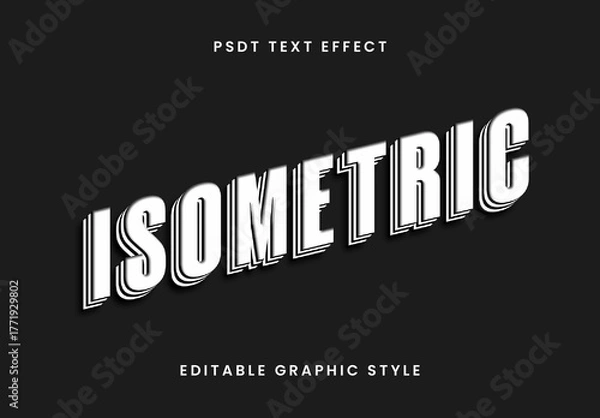 Obraz Black And White Isometric 3D Text Effect Geometric Layered Font