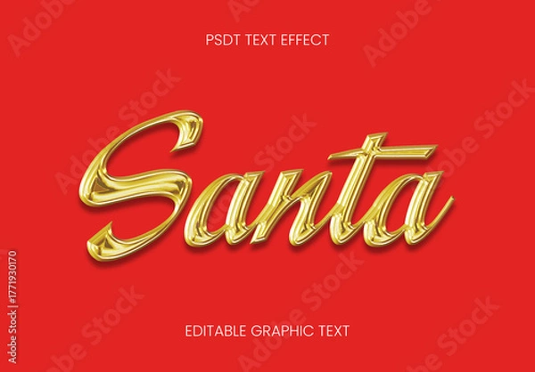 Obraz Gold Christmas Text Effect Script Glossy Santa Font