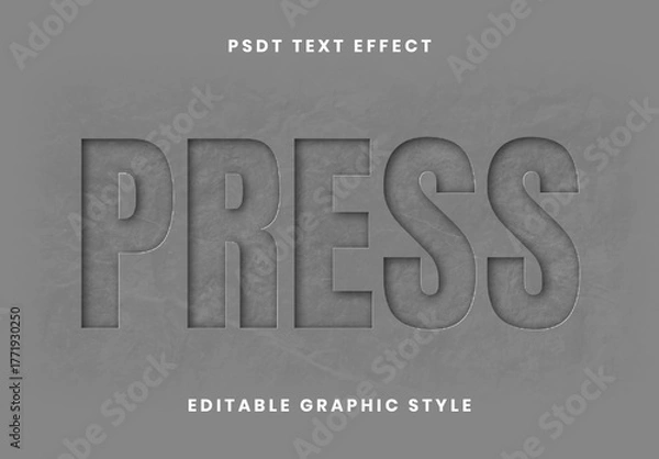 Obraz Gray Pressed Paper Text Effect Engraved Texture Font