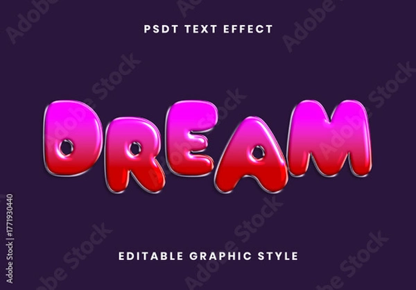 Obraz Pink And Red Gradient Plastic Text Effect Chubby Fun Cartoon Font