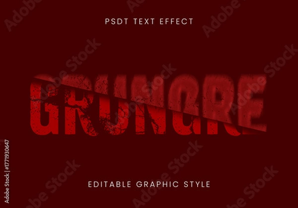 Obraz Red Grunge Split Text Effect Distorted Cracked Font