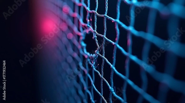 Obraz Abstract network with glowing pink light on the left side of image