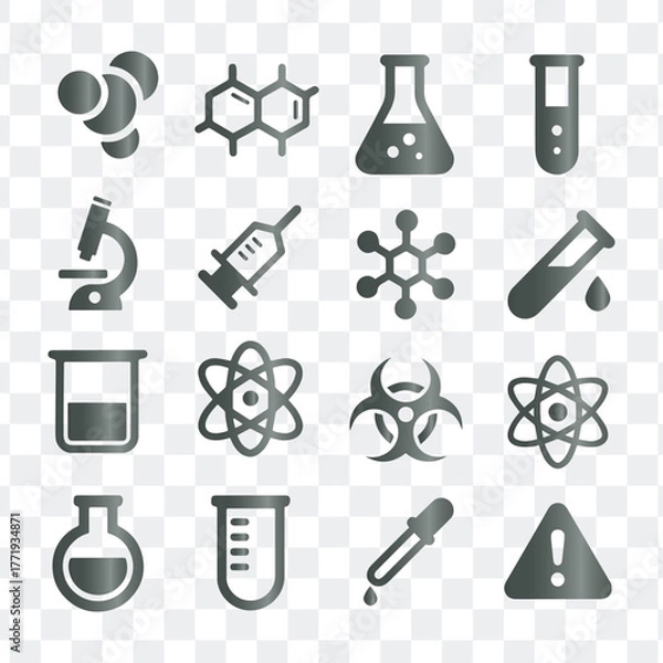 Fototapeta Chemistry Science Lab Research and Experiment Icons Set