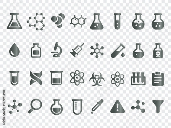 Fototapeta Chemistry Science Lab Research and Experiment Icons Set