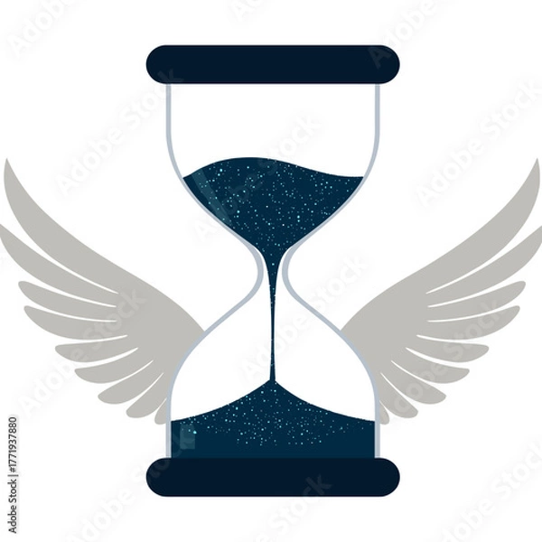 Fototapeta Hourglass with wings symbolizing time and freedom in modern design  