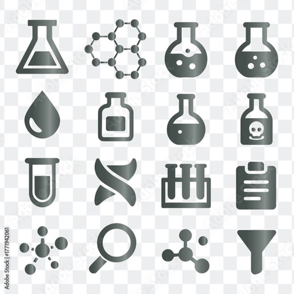 Fototapeta Chemistry Science Lab Research and Experiment Icons Set
