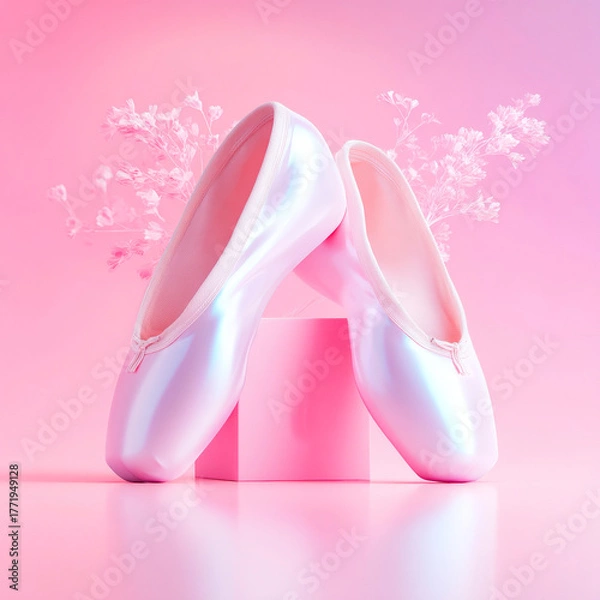 Obraz Classic pink ballet pointe shoes elegant dance footwear ballerina performance art studio style