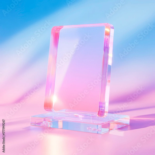 Obraz High detail clear acrylic display base stand with metal components isolated product render