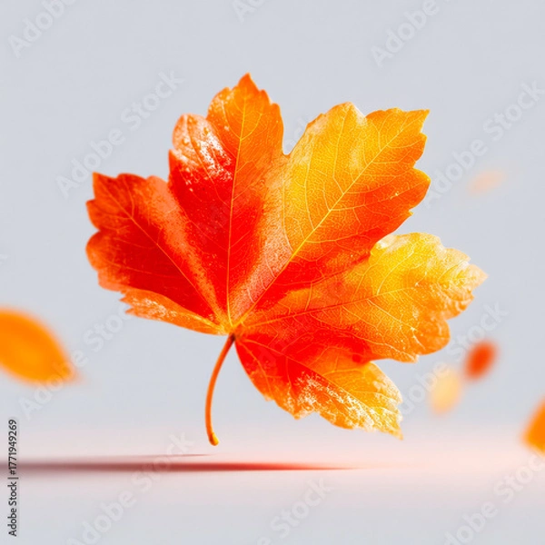 Obraz Hand painted watercolor maple leaf vintage fall foliage rustic botanical autumn art clip