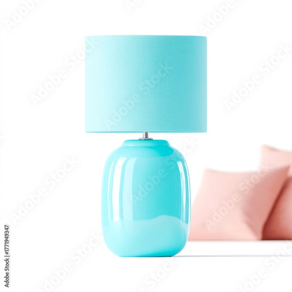 Obraz Modern blue table lamp home decor interior lighting bedside reading light minimalist style