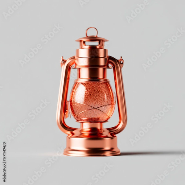 Obraz Rustic vintage metal lantern with glass window camping light historical oil lamp look