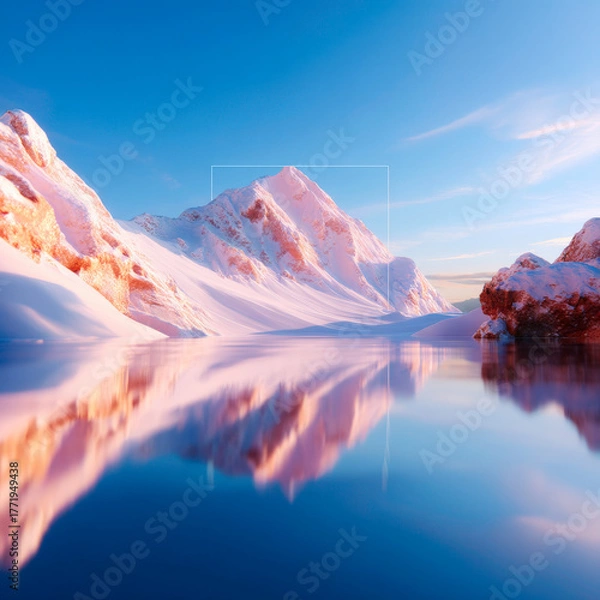 Obraz Serene alpine mountain lake reflection calm water nature landscape minimal scenic composition