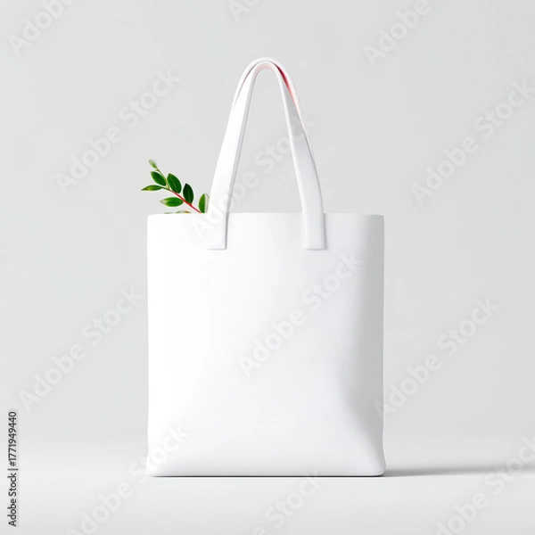Obraz Set of blank canvas tote bags reusable eco friendly shopping grocery branding mockup
