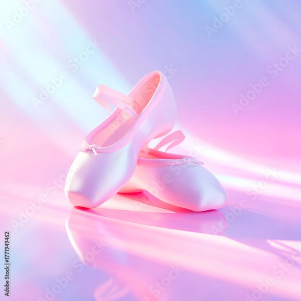 Obraz Soft satin ballet pointe shoes tied ribbons graceful ballerina footwear classical dance elegance