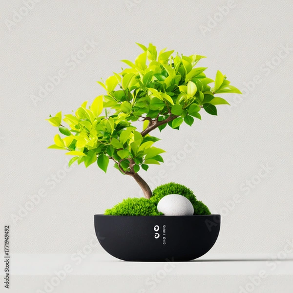 Obraz Styled bonsai tree in ornate decorative pot elegant indoor plant japanese inspired decor
