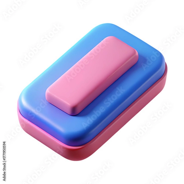 Fototapeta Blue and pink rectangular object isolated on transparent background