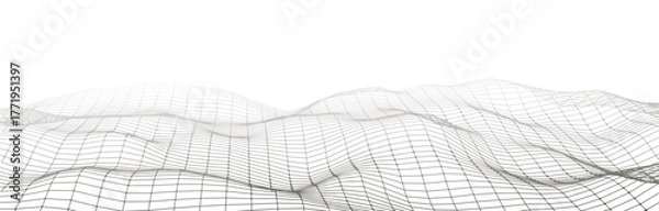 Obraz Vector perspective mesh. Detailed grid lines on white background. 