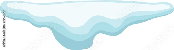 Fototapeta White snowy cape on white background, snowdrifts, Winter element, border frame snow decoration. cartoon flat decoration with snowflakes, icicles isolated illustration