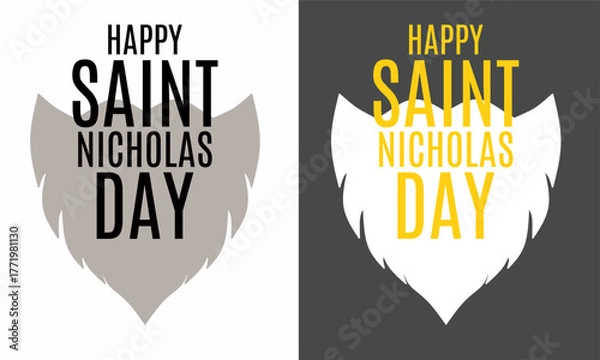 Obraz Happy Saint Nicholas Day vector design background template. Template for backgrounds, banners, cards, posters with inscriptions.