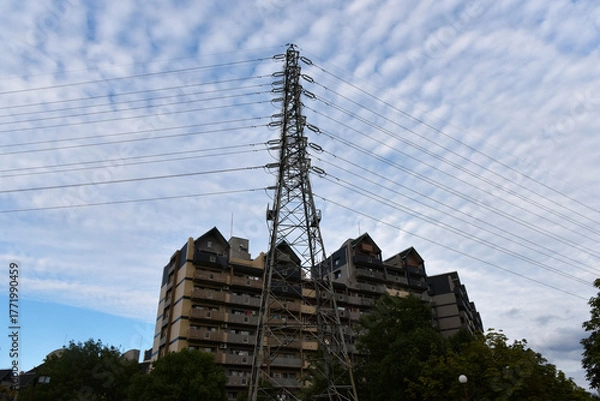 Obraz 住宅街の送電鉄塔