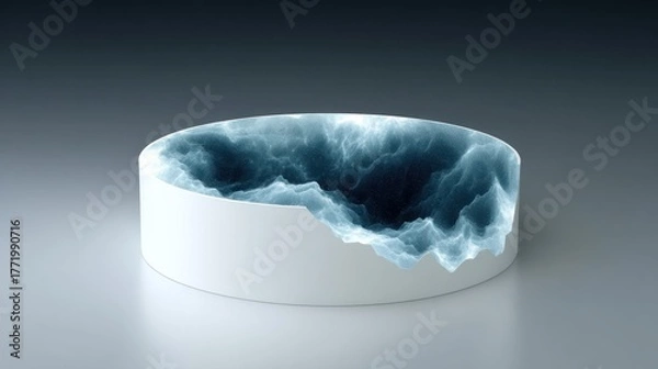 Fototapeta Artistic Ceramic Bowl with Abstract Blue Design.