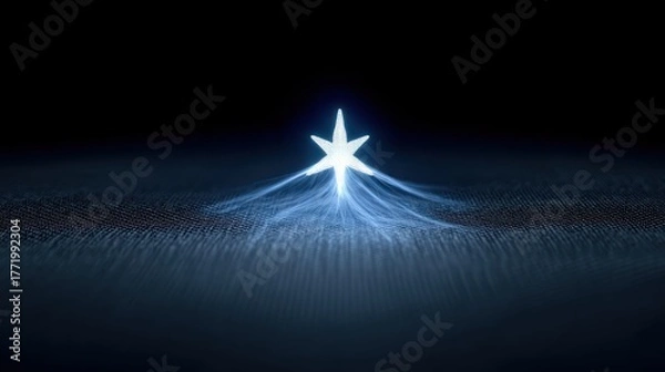 Obraz Abstract Glowing Star Light Beam on Dark Background.