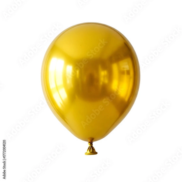 Fototapeta A shiny yellow balloon with a smooth surface and a rounded shape. It is isolated on a transparent background, ideal for festive themes.