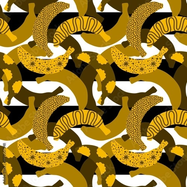 Fototapeta Summer fruit seamless banana pattern for fashion textiles and wrapping paper and kids and party wrapping paper