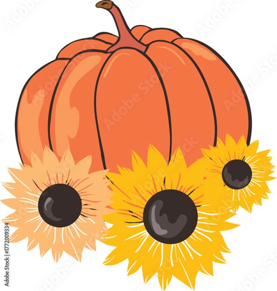 Obraz Vector Floral Pumpkin.