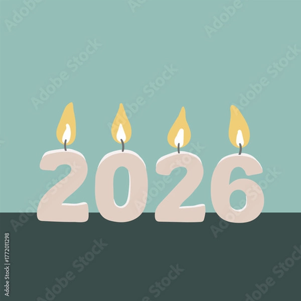 Obraz 2026 numbers shaped candles vector illustration