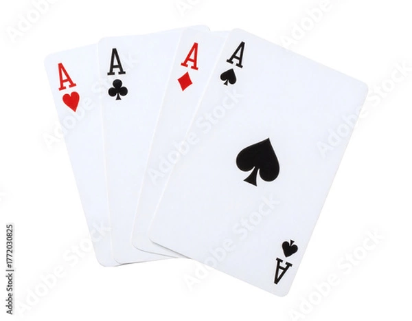 Obraz Four aces showing a winning hand in poker, representing luck, fortune, and high stakes gambling success.