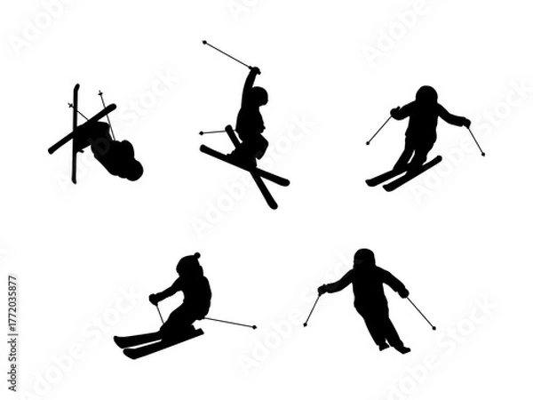 Obraz スキーイラストシルエット