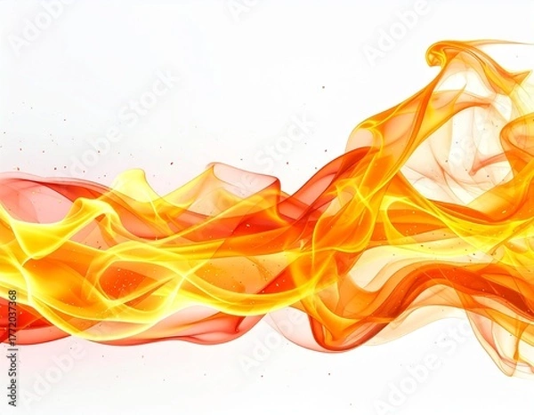 Fototapeta 白い背景に浮かぶ炎の波
