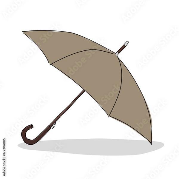 Fototapeta Flat vector illustration of an open umbrella, simple and clean design perfect for rain, weather, and outdoor-related graphics
