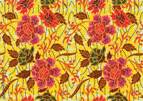 Obraz Batik Indonesian: is a technique of wax-resist dyeing applied to whole cloth, or cloth made using this technique originated from Indonesia.