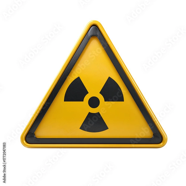 Obraz Radioactive hazard warning sign isolated on transparent background – 3D safety symbol