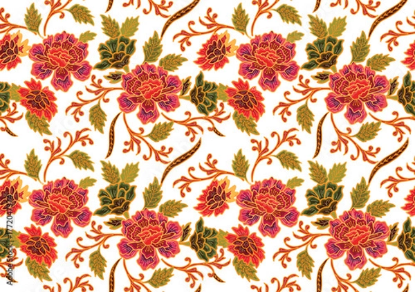 Fototapeta Batik Indonesian: is a technique of wax-resist dyeing applied to whole cloth, or cloth made using this technique originated from Indonesia.