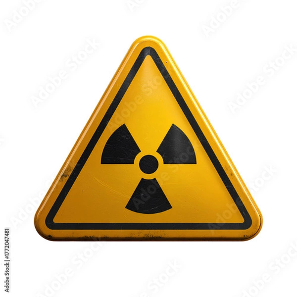 Obraz Radioactive hazard warning sign isolated on transparent background – 3D safety symbol
