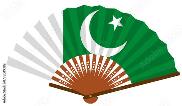 Obraz 南アジア　国旗　パキスタン　和風　扇子
