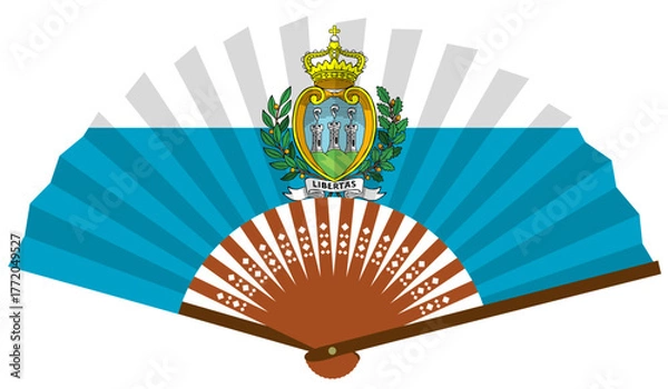 Obraz 南ヨーロッパ　国旗　サンマリノ　和風　扇子