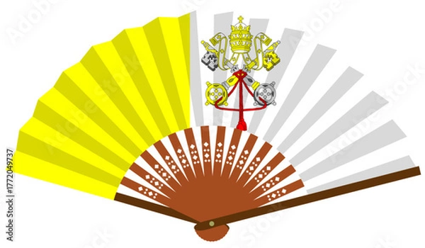 Obraz 南ヨーロッパ　国旗　バチカン市国　和風　扇子