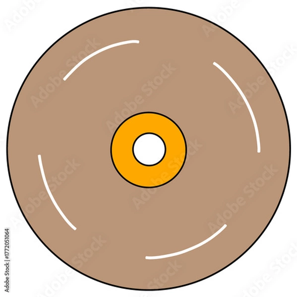 Obraz Brown CD or DVD Disc with White Arcs and Orange Center for Media Storage
