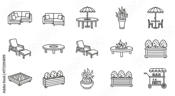 Fototapeta outdoor furniture set with patio decor creating an inviting backyard space perfect for summer relaxation and entertainment ideal for lifestyle visuals