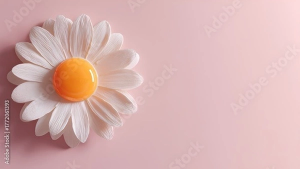 Obraz Creative daisy egg concept on pastel pink background – minimal art design