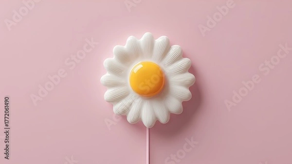 Obraz Creative daisy egg concept on pastel pink background – minimal art design