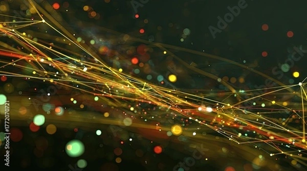Fototapeta Abstract Glowing Lines And Particles Background