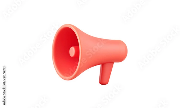 Fototapeta A bright red megaphone representing communication and public speaking.