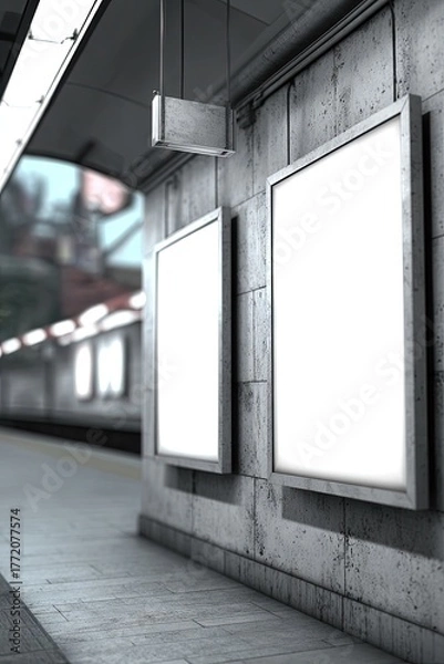 Obraz Empty Posters In Subway Station